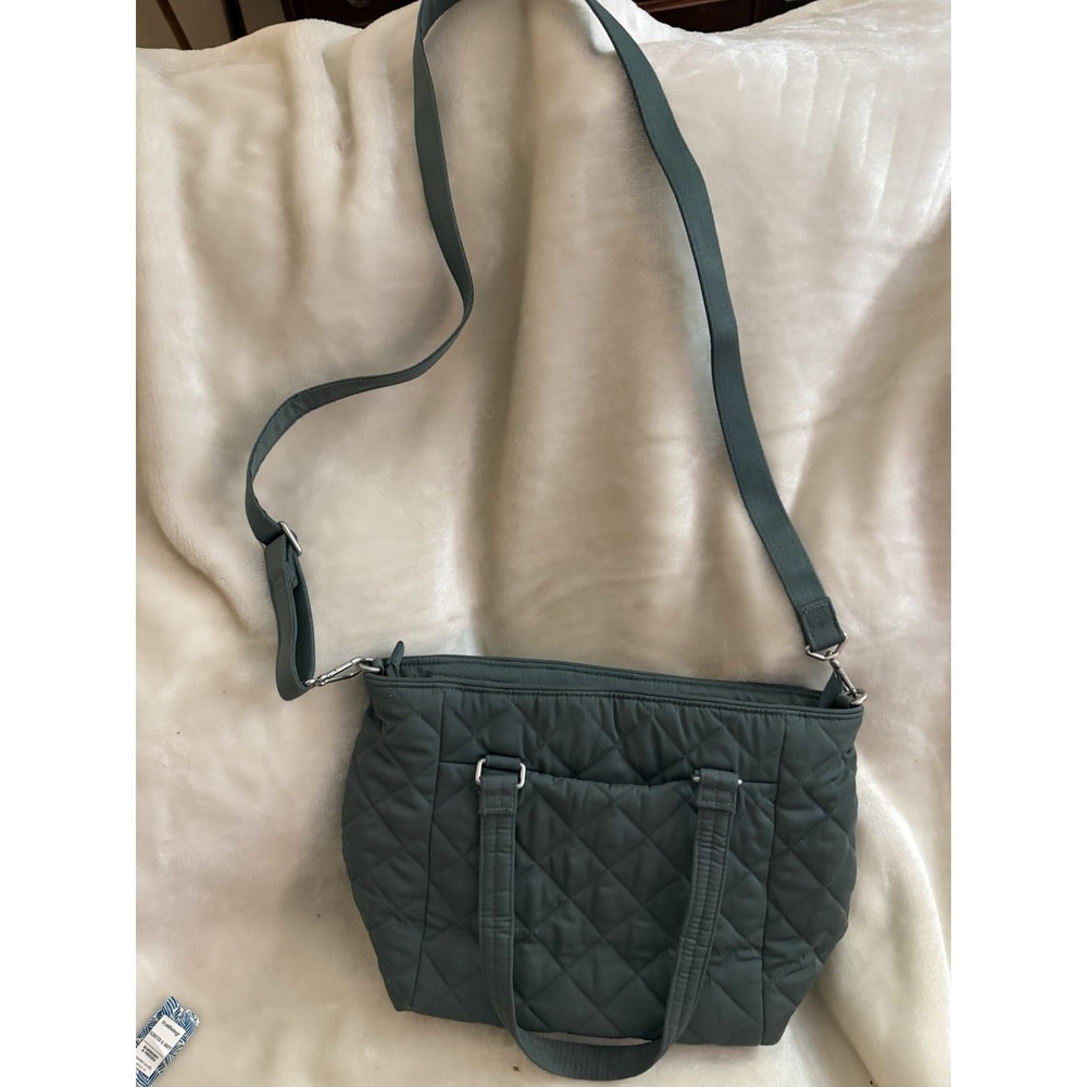 Vera Bradley Classic Green Quilted Shoulder Bag Double Strap Large